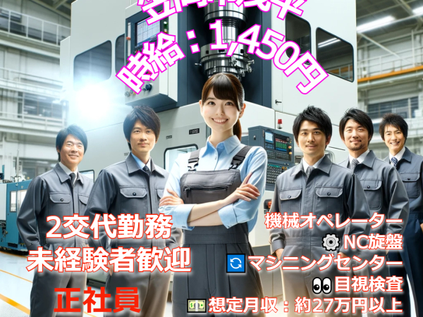 株式会社Ｊ’ｓＦａｃｔｏｒｙ　岡山テクニカルオフィス/【急募！笠岡市 敷地内禁煙 ＠1,450円 機械オペレーター 2交代勤務